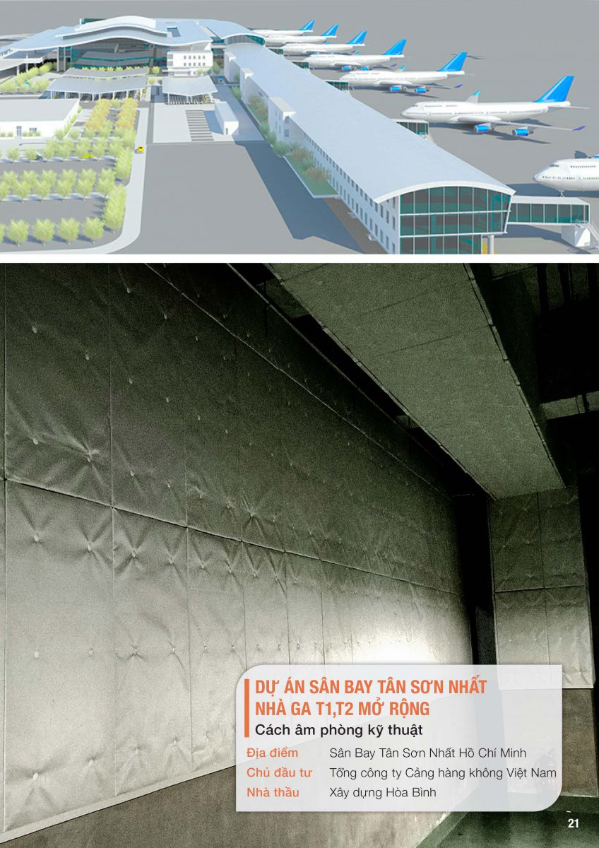 Dự án cách âm Sân bay Tân Sơn Nhất nhà ga T1, T2 mở rộng - Phú Khang tech
